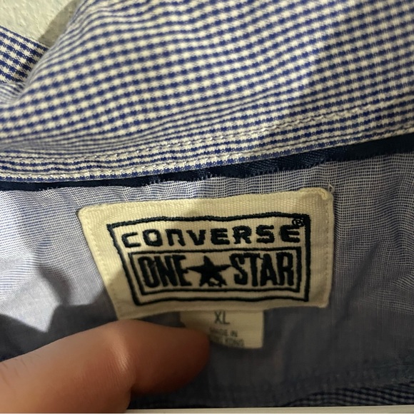 Converse one star button down shirt mens size XL blue white - Picture 2 of 3